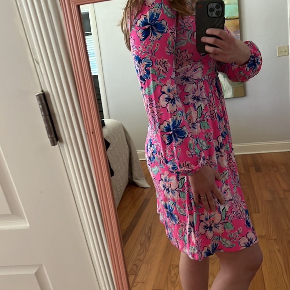Lilly Pulitzer Carmilla Dress Pink Isle Last Bud Not Least 2 Preppy Coastal - Picture 3 of 16